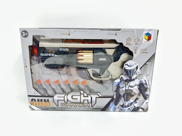 Пистолет, стреляющий пульками с присосками, свет. и звук. эффекты, размер: 25,5*4*15,5 см, в/к 29,3*